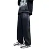Calça de moletom forrada para outono e inverno, estilo streetwear casual moderno, para adolescentes e homens, perna larga, cintura elástica