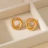 Novos Brincos Geométricos Simples de Aço Inoxidável Estilo Retro Europeu e Americano Modernos Leve Luxo Temperamento Personalidade Versátil Ornamentos para Orelha