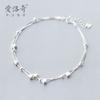 Tobillera de Plata S925 para Mujer Moda Estilo Coreano Dulce Doble Capa con Perlas Redondas y Estrella Tobillera Elegante Personalizada para Mujer S0758