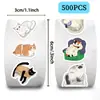 500 Pegatinas de Rollo de Gato, Lindas de Dibujos Animados Creativas Transfronterizas para Material de Cuaderno de Viajes, Pegatinas Autoadhesivas para Sellar Sobres