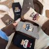 Calcetines para Mujer Otoño e Invierno Otoño e Invierno Lindo Oso de Dibujos Animados para Mujer de Caña Media Cálidos de Caña Media Calcetines Gruesos con Forro de Felpa para Mujer