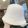 Sombrero de pescador de punto de color liso de doble cara estilo coreano para mujer, nuevo sombrero de cubo para otoño e invierno, sombrero liso que cubre la cara, versátil