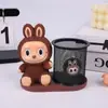 Contenedor de bolígrafos con forma de oso divertido moe, creativo, almacenamiento de papelería de escritorio, suministros de oficina para estudiantes, organizador, simple, práctico, capacidad