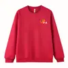 Nova Blusa de Moletom Vermelha com Gola Redonda para Homem Outono/Inverno 2026, Forrada com Lã, Blusa de Casal Ano do Zodíaco