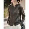Nuevo Suéter de Punto Grueso con Capucha para Mujer Otoño/Invierno 2026, Cardigan Abrigo de Punto Trenzado Color Sólido Manga Larga con Cremallera