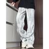 Chegada Nova 2025 Calças Casuais Macacão Tie-Dye Tendência Estilo Americano Calças High Street Bonitas Largas Retas Calças Longas com Manchas de Tinta