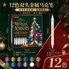 Set de Marcadores Acrílicos Temática Navideña Bolígrafo para Tablero Luminoso Publicitario Festivo Lápices de Colores Pintados a Mano para Tarjetas de Invitación de Celebración