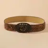 Cinturón de rosa para mujer, estilo europeo y americano, nuevo, verano, retro, estilo étnico, cinturón estampado, decorativo personalizado, combina con todo para jeans