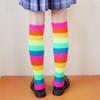 Novas Meias Arco-Íris Estilo Japonês Meias Empilhadas Personalizadas Estilo Cauda de Hyun Cobertura de Perna Tricotada Lã Quente Elástica Meias de Cano Médio para Mulheres
