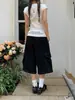 Pantalones Cortos Cargo de Bolsillo Grande Estilo Retro Americano para Hombres y Mujeres, Marca de Moda High Street de Verano, Pantalones Anchos Rectos Casuales Holgados Acortados