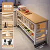 Estante de almacenamiento para cocina, multifuncional, de pie, mesa multicapa, tabla de cortar, banco de trabajo, estante de almacenamiento para microondas y utensilios de cocina, armario lateral