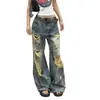 Jeans rasgados estilo europeo y americano de alta gama para mujer, con corte relajado, diseño ligero de verano, lavado vintage, efecto desgastado y corte hasta el suelo.