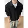 Sudadera de Algodón Falso de Dos Piezas Nueva para Hombre, Talla Grande, para Primavera y Otoño, Cuello Camisero, Desestructurada con Remaches Divididos, Corte Holgado