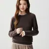 Suéter de Tricô Baicai Rong Cashmere Feminino Novo Estilo Outono/Inverno Gola Alta com Borda Enrolada Gola Redonda Solto Emagrecedor Camada Base