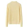 Suéter de punto trenzado de 12 puntos con cuello retorcido, hombros normales, suéter de punto, polo, cuello puro, cachemir, moda casual para mujer