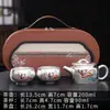 Juego de Té Chapado en Plata de las Apsaras Voladoras de Dunhuang: Una tetera, dos tazas, portátil listo para viajar, juego de té Gongfu de alta gama, caja de regalo para negocios
