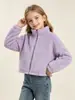 Chaqueta Corta de Felpa para Niñas, Estilo Otoño e Invierno Transfronterizo, Cuello Alto, Forro Polar, Chaqueta Cálida Casual Estilo Coreano para Niñas, Ropa Infantil