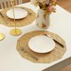 Tapete para Mesa de Comedor Occidental de PVC con Lámina Dorada, Doce Lados Angulados, Tapete Aislante de Calor, Tapete Decorativo Hueco para Restaurante, Venta al por Mayor