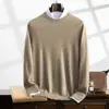 Suéter de cachemira de montaña, otoño e invierno 2024, nuevo jersey de base plana para hombre, suéter informal de negocios de mediana edad, color sólido, cálido.