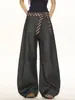 Calça Scimitar Casual de Alta Qualidade Estilo Retro Americano Design de Nicho Feminino Versátil Caimento Larga até o Chão Tendência