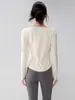 Top de Yoga Avanzado con Cuello en V de Secado Rápido para Mujer, Ropa Deportiva de Manga Larga para Fitness, Cubre Ropa para Pilates, Entrenamiento, Correr y Deportes