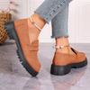 Zapatos Mocasines de Cuero para Mujer Talla Grande Primavera 2025 Cómodos Casuales Mate Estilo Británico Tacón Grueso Suela Gruesa Slip-On Retro