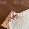 Pinza de Agarre Triángulo Rayas Ácido Acético Estilo Coreano Etiqueta Dorada YD Pinza de Tiburón para Recoger Cabello a la Mitad Tocado de Alta Calidad Personalizado