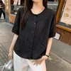 2026 Verano Sudeste Asiático Nueva Camisa Retro de Algodón y Lino Cárdigan Casual de Manga Corta con Botones Superiores Chaqueta de Temperamento
