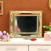 1:12 Muñecas Casa de Muñecas Mini Accesorios Espejo Versátil con Borde Dorado Sala de Estar Dormitorio