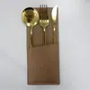 Portacuchillos y Tenedores de Cuero para Restaurante en Stock, Organizador de Cubiertos de Cuero de Color Sólido a Prueba de Aceite, Bolsa de Almacenamiento de Cubiertos para Mesa de Comedor