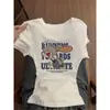 Camiseta Blanca de Manga Corta con Cuello Redondo de Diseño de Nicho para Mujer Moda de Verano Estilo Chica Picante Corte Ajustado Top Versátil con Personalidad ins