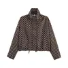 De AliExpress Bestseller Venta al por mayor Comercio exterior Transfronterizo Moda casual para mujer europea y americana Dobladillo con cordón Lunares Cuello alto Chaqueta