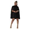K10323 AliExpress Amazon europeu e americano explosões mulheres de cor sólida bat manga plissado solto vestido chiffon novo