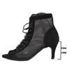 Sapatos femininos plus size transfronteiriços 2024 nova moda saltos agulha malha vazada sandálias sexy moda cadarço tecido