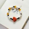 Pulseira mista de cerâmica Jingdezhen estilo étnico fresca para estudantes, temperamento fofo, pulseira feminina tecida à mão