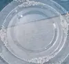 Plato Transparente Repujado Cubiertos Desechables Plateados Plato para Postre de Fiesta Plato para Bistec Comida Occidental Cuchillo Tenedor Cuchara Papel