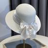 Sombrero Elegante de Paja con Malla de Perlas para Primavera y Verano para Mujer Nuevo 2024 Sombrero Francés de Protección Solar Sombrero de Pescador para la Playa