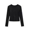 2581-Camiseta de Moda Estilo Europeo y Americano para Mujer, Cuello Redondo, Manga Larga, Nueva 2025, Sexy, Efecto Adelgazante, Camiseta Interior