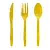 Conjunto de Talheres Descartáveis Faca, Garfo e Colher Cuidadosamente Selecionado Feito de Plástico PS, Colheres Pequenas na Cor Dourada, Decorações Transparentes para Festa de Aniversário, Conjunto Colorido de Faca, Garfo e Colher
