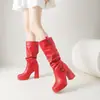 2026 botas de mujer de gran tamaño 40-48, con hebilla de cinturón, tacón alto ultra alto, tacón grueso cuadrado, de tacón grueso, transfronterizas