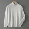 Suéter de Cuello Alto 100% Lana Pura para Hombre, Suéter de Manga Larga Otoño e Invierno, Suéter Holgado de Cachemira, Capa Base Tejida Engrosada para Jóvenes