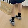 Puro deseo por el viento "Calcetines para mujer de Corea del Sur serie nicho calcetines con lazo en el talón calcetines altos blanco y negro gris algodón calcetines ins