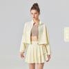 Ropa de Protección Solar Anti-UV con Sensación de Hielo, Cremallera, Cuello Alto, Protección Solar, Yoga, Manga Corta, Cintura Alta, Falda Plisada de Media Pierna Anti-Exposición para Mujer