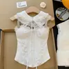 Top Tubo Halter con Cuello de Encaje Suave Estilo Francés, Corte Ajustado, Sin Mangas, Espalda Descubierta Sexy