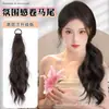 Extensiones de Cola de Caballo para Mujer en Verano, Cola de Caballo Dulce y Vibrante para Niña, Postizo de Cola de Caballo Invisible, Sin Marcas, con Banda Engrosada, Atado Bajo, Ligeramente Rizado
