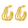 Pendientes de Acero Inoxidable con Múltiples Capas Cosidas Moda Europea y Americana Lujo Accesible Pendientes Geométricos de Gama Alta 18K Pendientes de Tendencia para Mujer