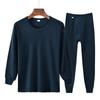 Conjunto de Roupa Íntima Térmica 100% Algodão Puro, Outono e Inverno, Gola Redonda, Algodão Fino, para Homens de Meia-Idade e Idosos, Roupa Íntima Camada Base para Outono e Inverno