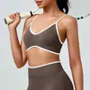 Lingerie Europeia e Americana de Cores Contrastantes com Costas Bonitas, Sutiã Esportivo de Alta Elasticidade Amigo da Pele, Top de Yoga Sem Mangas com Decote U para Corrida ao Ar Livre de Secagem Rápida