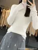 Suéter de lana tejido, grueso, de cuello semi alto, anti-pilling, cálido, estilo nuevo para mujer, 2025, adecuado para usar como capa exterior o como capa base en otoño e invierno