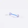 Plástico suave barra lengua clavo brillo bola anillo de lengua acrílico flexible anillo de pecho decoración de lengua clavo de pecho joyería de piercing corporal